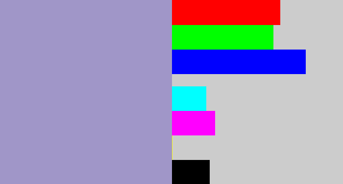 Hex color #a096c8 - pale purple