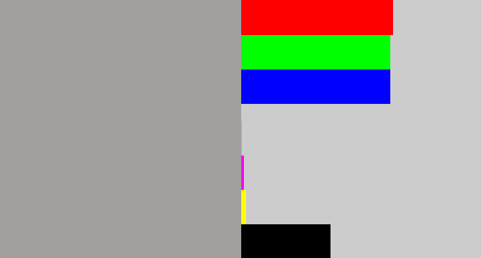 Hex color #a09f9d - greyish