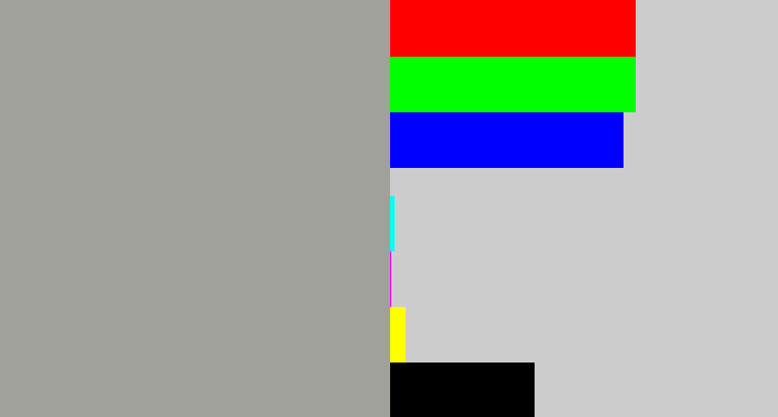 Hex color #a0a19a - greyish