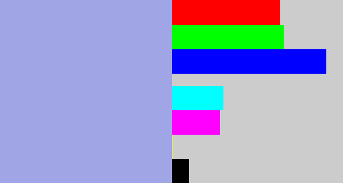 Hex color #a0a5e5 - light grey blue