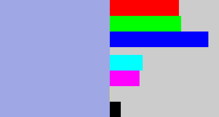 Hex color #a0a7e5 - light grey blue