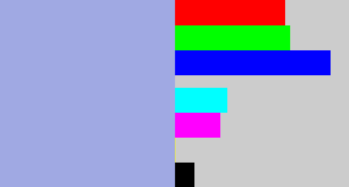Hex color #a0a9e3 - light grey blue