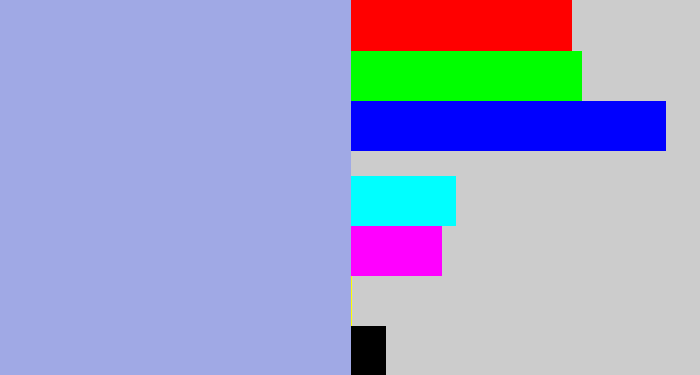 Hex color #a0a9e5 - light grey blue