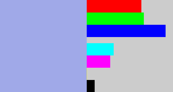Hex color #a0a9e8 - light grey blue