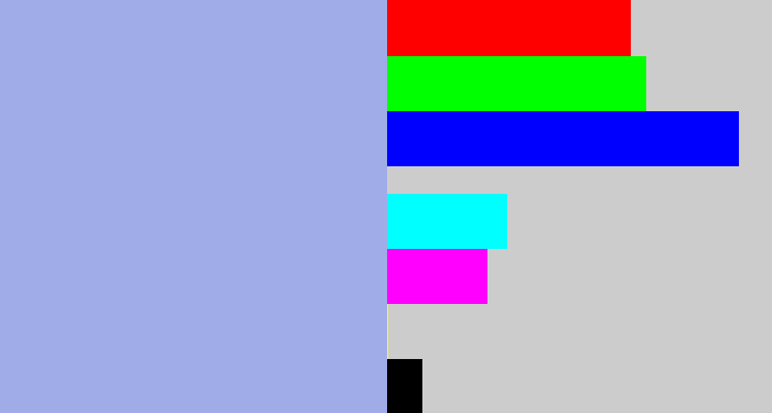 Hex color #a0ace8 - light grey blue