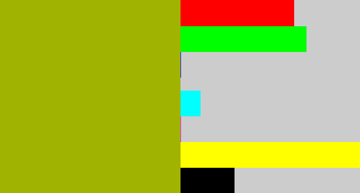 Hex color #a0b300 - mustard green