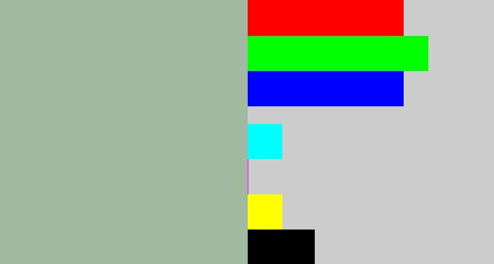 Hex color #a0b9a0 - greenish grey