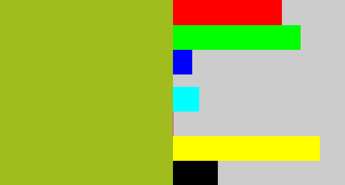 Hex color #a0bc1d - pea