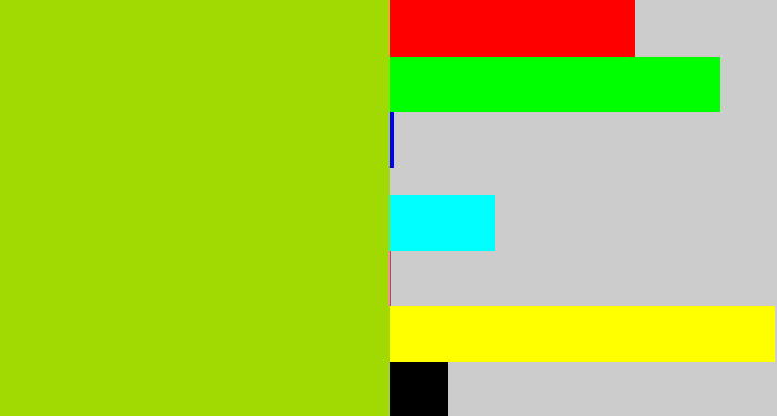 Hex color #a0da02 - slime green