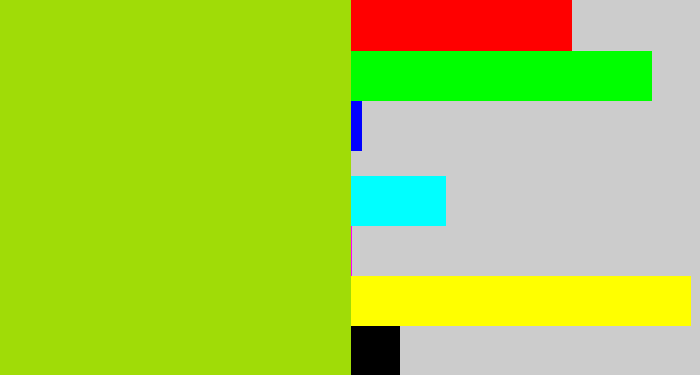 Hex color #a0dc07 - slime green