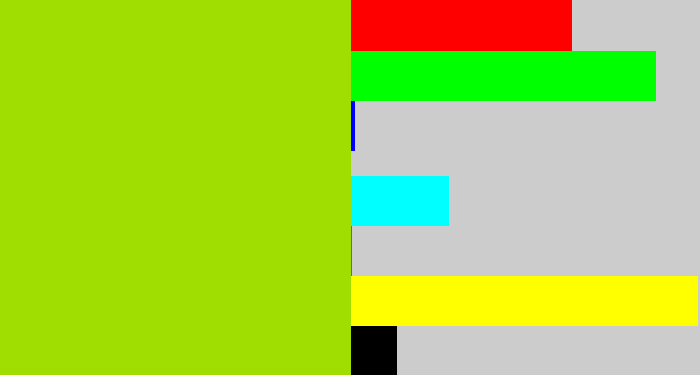 Hex color #a0de02 - slime green