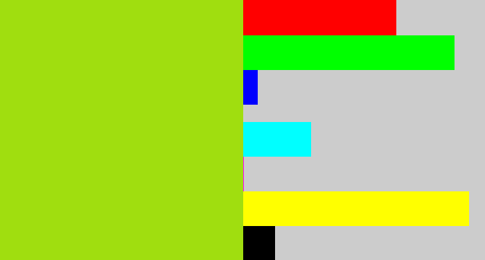 Hex color #a0de0f - yellowish green