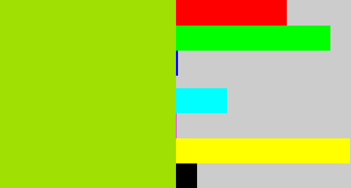 Hex color #a0e003 - slime green