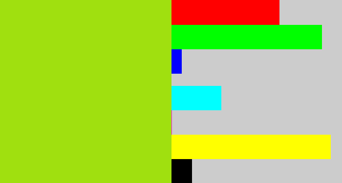 Hex color #a0e00f - yellowish green