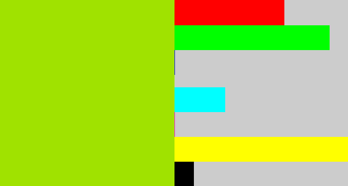 Hex color #a0e200 - slime green