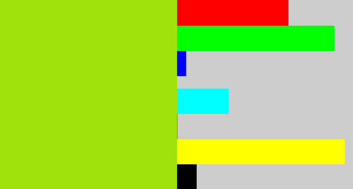 Hex color #a0e20c - yellowish green