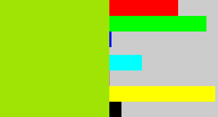 Hex color #a0e406 - yellowish green
