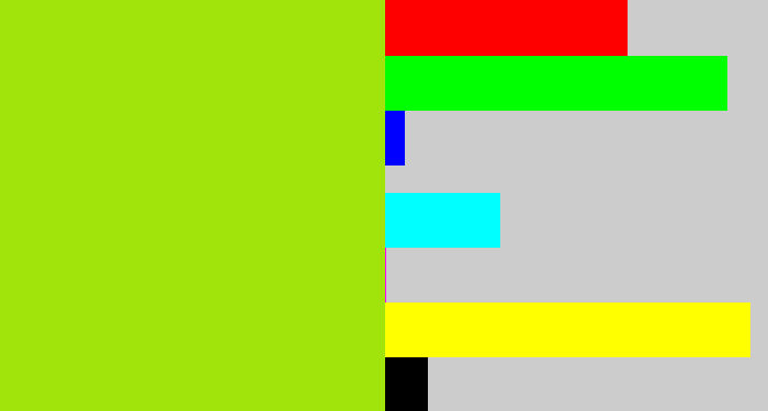 Hex color #a0e40c - yellowish green