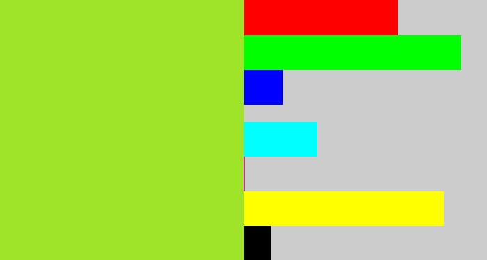 Hex color #a0e42a - yellowish green