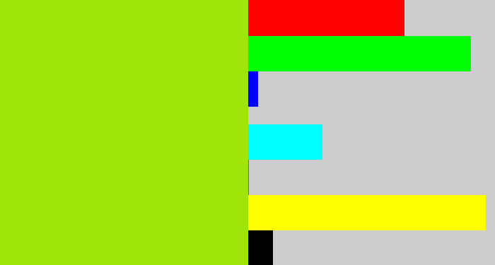 Hex color #a0e50a - yellowish green