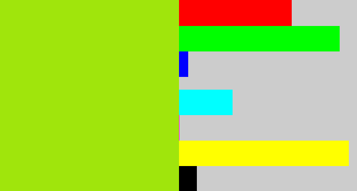 Hex color #a0e50c - yellowish green