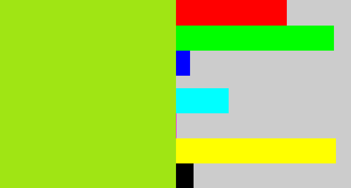 Hex color #a0e514 - yellowish green