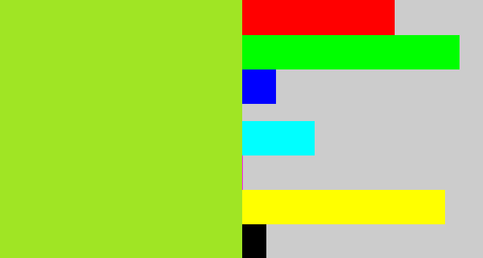 Hex color #a0e524 - yellowish green