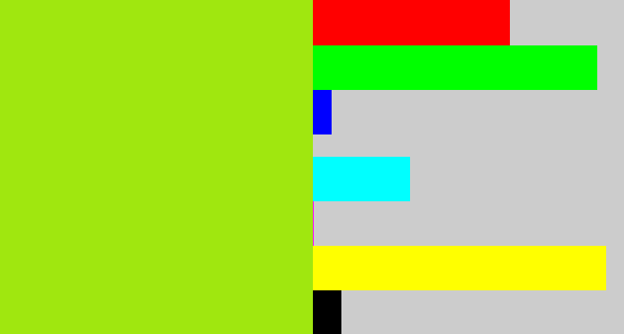 Hex color #a0e70f - yellowish green