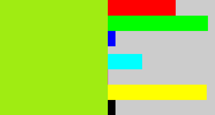 Hex color #a0ec12 - yellowish green