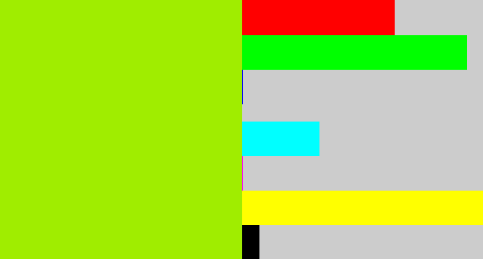 Hex color #a0ed00 - lemon green