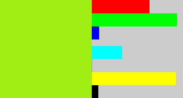 Hex color #a0ee14 - yellowish green