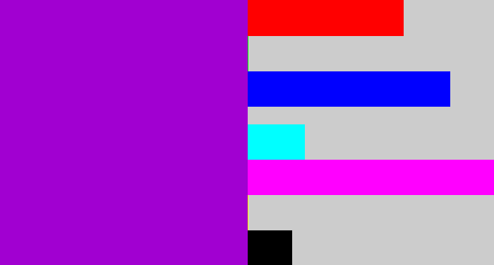 Hex color #a100d1 - vibrant purple