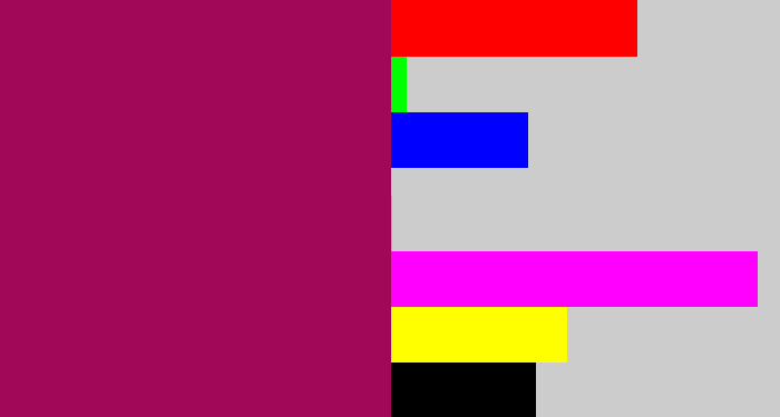Hex color #a10958 - dark fuchsia