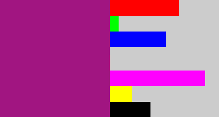 Hex color #a11581 - barney purple