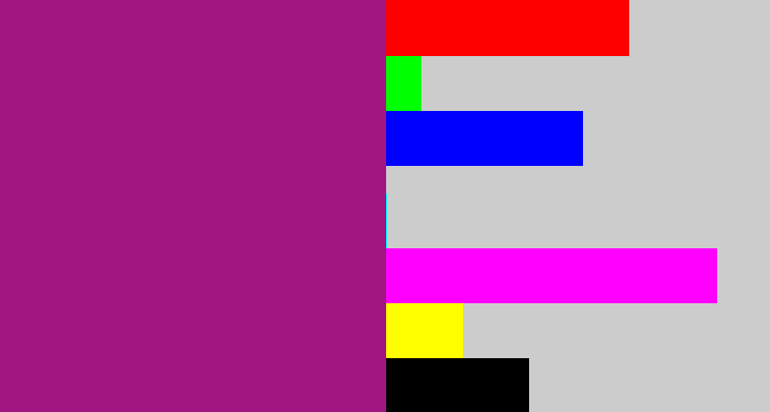 Hex color #a11681 - barney purple