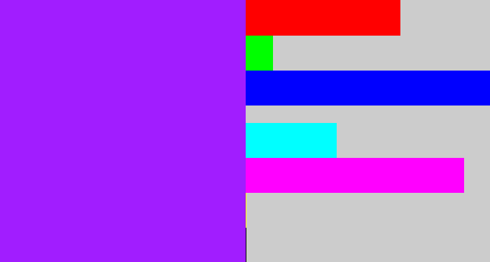 Hex color #a11dff - electric purple