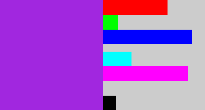 Hex color #a127df - violet