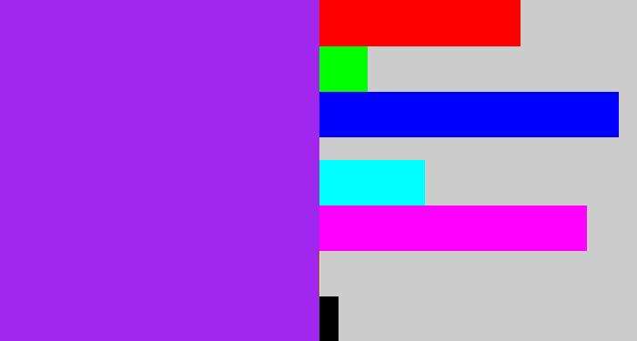 Hex color #a127ef - electric purple