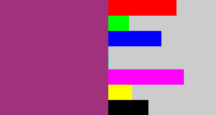 Hex color #a1317d - warm purple