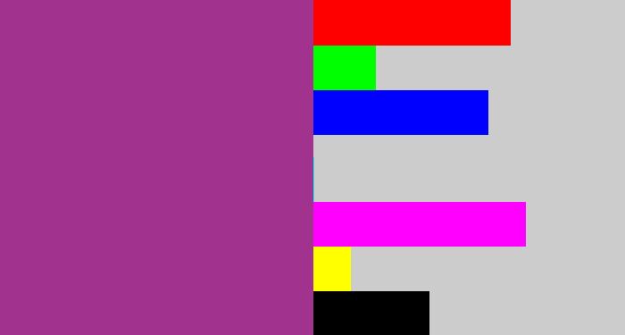 Hex color #a1338e - warm purple