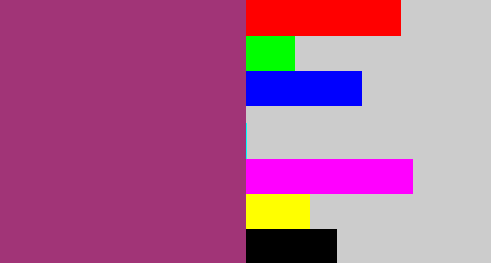 Hex color #a13477 - warm purple