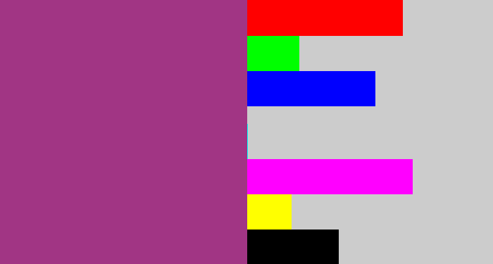 Hex color #a13584 - warm purple