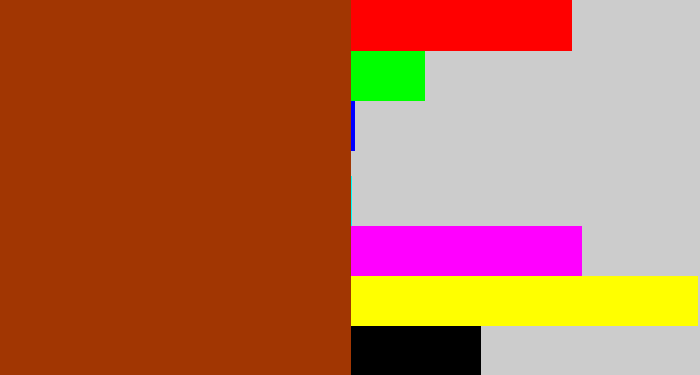 Hex color #a13602 - russet