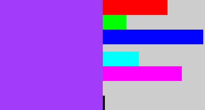 Hex color #a13af9 - electric purple