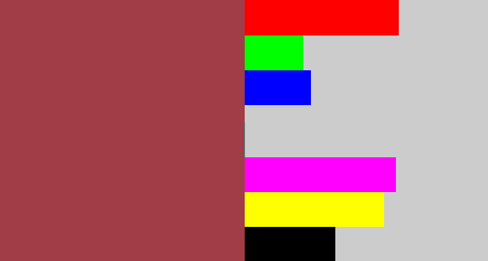 Hex color #a13d46 - light maroon