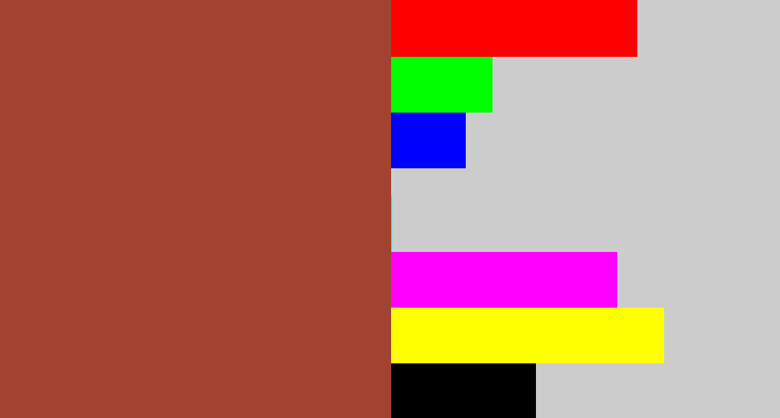 Hex color #a14330 - brick