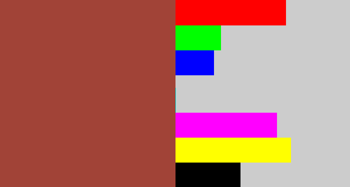 Hex color #a14337 - brick