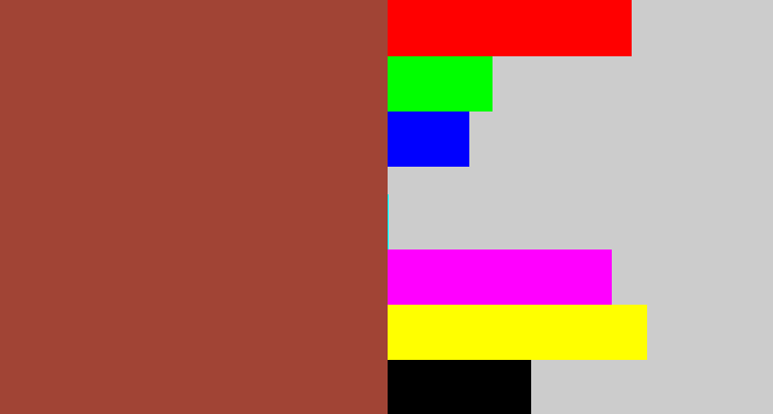 Hex color #a14435 - brick