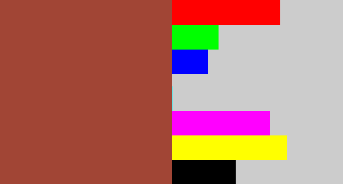 Hex color #a14535 - brick