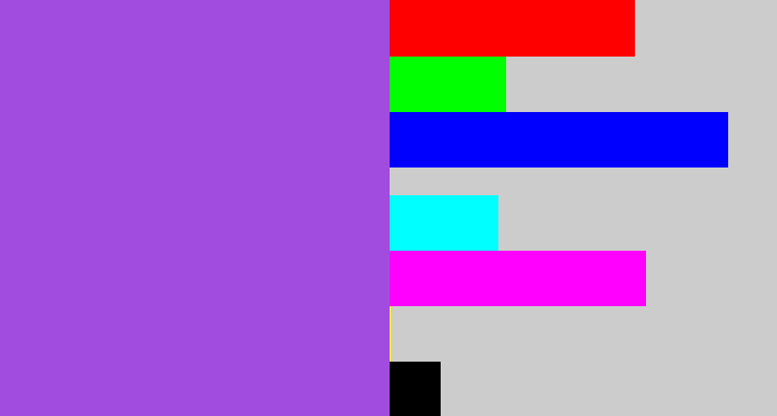 Hex color #a14cdf - lightish purple